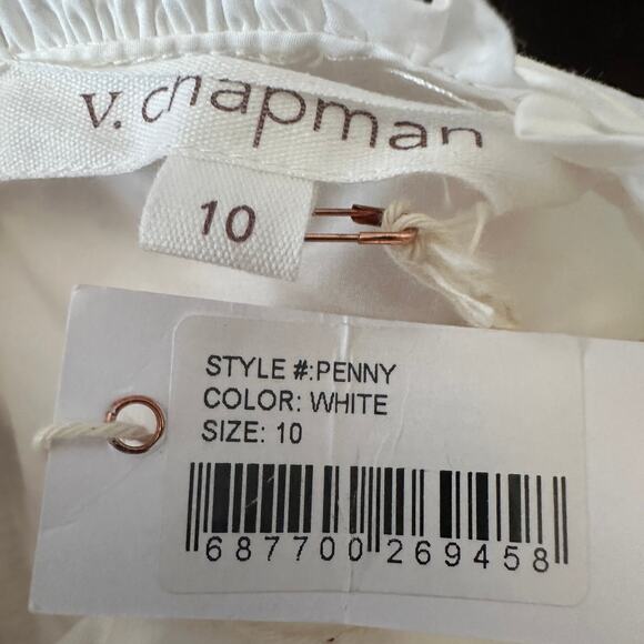 V. Chapman White Tiered Ruffle Midi Dress Size 10 Cutout Corset Resort $385 NEW - Picture 10 of 10
